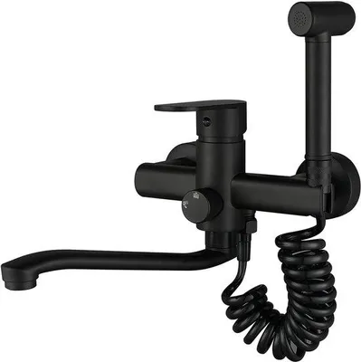 Immagine prodotto di Rubinetto da parete nero con doccetta, orientabile a 360°, 25 cm