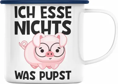 Produktbild von Trendation - Veganer Geschenk Lustige Emaille Tasse Vegetarier Geschenkidee Emaille Tasse Lustig für Geschenkset oder Geschenkbox (Blau)