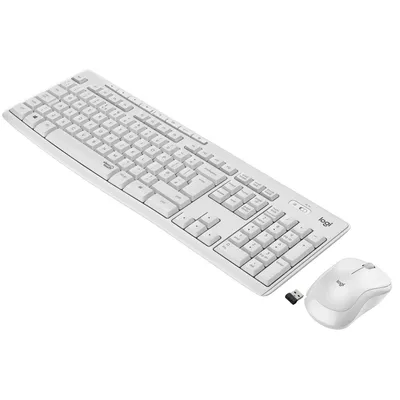 Obrázek produktu pro Logitech MK295 Silent, Plná velikost (100 %), Bezdrátový, RF bezdrátový, QWERTY, Bílá, Obsahuje myš