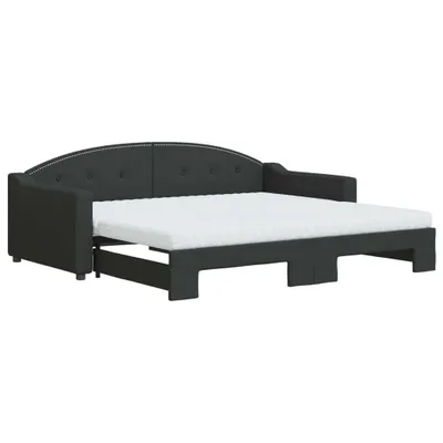 Produktbild von vidaXL Tagesbett Ausziehbar mit Matratzen Schwarz 90x190 cm Stoff