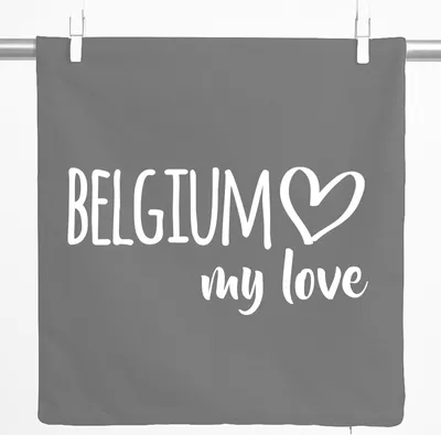 Produktbild von Huuraa Kissenbezug Belgium my love 40x40cm Steel Grey Baumwolle Dekokissenbezug Geschenkidee