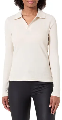 Productafbeelding van G-Star dames poloshirt met ribbels, slim fit, wit (Chalk D24513-D527-127), maat L
