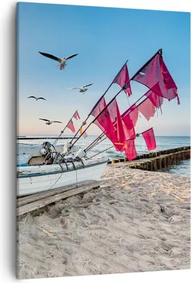 Produktbild von Bild auf Leinwand - Leinwandbild - Einteilig - £ódŸ Küste Möwen - 50x70cm - Wand Bild - Wanddeko - Wandbilder - Leinwanddruck - Kunstdruck - Wanddekoration - Leinwand bilder - Wandbild - PA50x70-4779