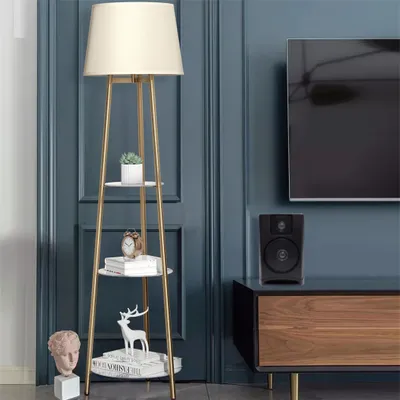 Zdjęcie produktu dla WISFOR lampa podłogowa 3 półki nowoczesna lampa podłogowa podstawa E27 do sypialni jadalni