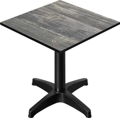 Produktbild von CPBL | HPL Bistro Tisch | B:T:H 60 x 60 x 78 cm | Rustikal Kiefer / Aluminium | Klappbar + Zusatzgewicht | Quadratisch | Bistrotisch Gastro Tisch