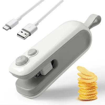 Mini-Folienversiegelungsgerät 2-in-1 mit Schneider, wiederaufladbar, weiß