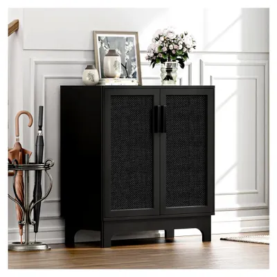Produktbild von Küchenschrank mit Arbeitsplatte, verstellbarer Ablage, Landhausstil, Sideboard für Küche, Wohnzimmer, Flur und Esszimmer, Schwarz 80 x 40 x 89 cm