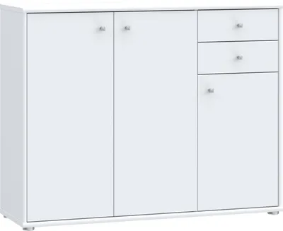 Produktbild von Kommode TEMPRA 2 Weiß mit 3 Türen und 2 Schubkästen 108,8x85,5x34,8 cm (BxHxT)
