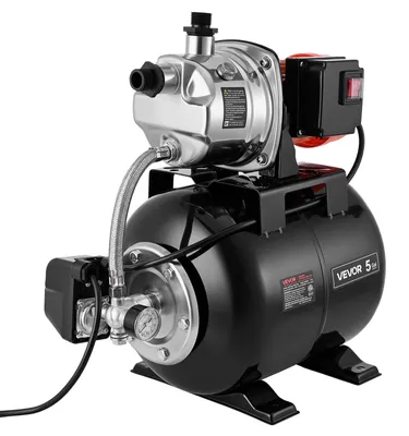 Produktbild von VEVOR 735W Flachbrunnenpumpe mit Drucktank, 3785 LPH, Bewässerungs-Jetpumpe mit 19L Tank, Filter, Rückschlagventil, automatisches Wasserbooster-System, 1,4-2,8 bar Druckschalter, für Hausgarten-Rasen