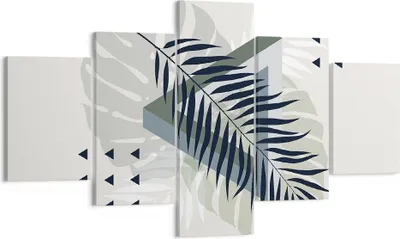 Produktbild von Bild auf Leinwand - Leinwandbild - 5 Teile - Monstera Palme Grafik - 125x70cm - Wand Bild - Wanddeko - Wandbilder - Leinwanddruck - Bilder - Wanddekoration - Leinwand bilder - Wandbild - EA125x70-4519