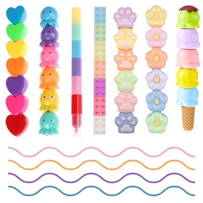 Zdjęcie produktu dla Zestaw mini zakreślaczy, 38 sztuk, pastelowe kolory, urocze, możliwość układania w stos, seria "Kawaii", zakreślacze do szkoły i biura