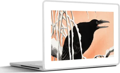 Produktbild von MuchoWow® Laptop Aufkleber Sticker Cover Vintage - Krähe - Vögel - Skandinavisch - Japanisch 30x21 cm - Sticker für Laptop - Selbstklebend