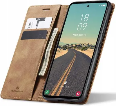 Zdjęcie produktu dla Etui z klapką SPACECASE Wallet do Galaxy S23 FE Brązowy