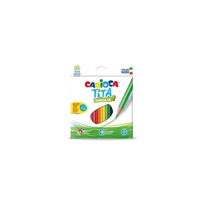 Produktbild von Carioca tita pack de 24 dreieckige Bleistifte - dreieckiger Schaft - leuchtende und abwaschbare Farben - weiche Schrift - sicher und widerstandsfähig ø 3mm Mine - splittert nicht bei Bruch - Farbe verschiedene