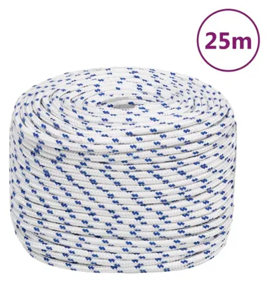 Image de Corde en polypropylène pour bateau - Amarre 10 mm x 25 m - Charge de rupture : 645 kg - Idéale pour bateau, camping et travaux - Couleur : vert armée