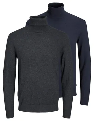 Produktbild von Jack & Jones 2er Pack Emil Knit Pullover Weicher Rollkragen Komfort, Vielseitiges Basic für jeden Tag, Dehnbares Material für Beweglichkeit