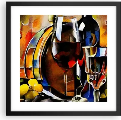 Produktbild von Gerahmtes Poster - Schwarzer Rahmen - Wein Abstraktion - 40x40 cm - Wand Bild - Wanddeko - Wandbilder - Kunstposter - Wandposter - Bilderrahmen - Bilder - Kunstdruck - Wandbild - P2BAC40x40-3477