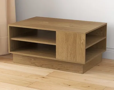 Produktbild von COSTWAY Moderner Couchtisch, rechteckiger Mitteltisch mit 2-stöckigen offenen Aufbewahrungsebenen, Akzenttisch 86 x 56 x 41 cm Natur
