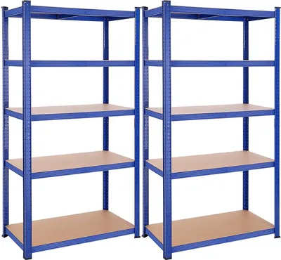 Image de Étagère de stockage pour métaux lourds - 200x100x50 cm - Capacité de charge : 875 kg - Étagère de rangement réglable à 5 niveaux - Couleur : bleu