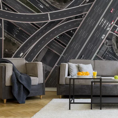 Produktbild von Muralo XXL Vlies FOTOTAPETE AUTOBAHN Autos Aussicht von oben 3D Effekt (B) 460 cm x (H) 300 cm Tapete Wandtapete WOHNZIMMER SCHLAFZIMMER 4579