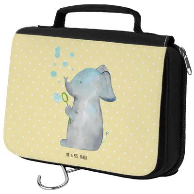 Produktbild von Mr. & Mrs. Panda Kulturbeutel Elefant Seifenblasen - Gelb Pastell - Geschenk, Lustige Sprüche, Elefanten, beautycase, kosmetiktäschchen, Rüsseltier, Waschbeutel, Liebe