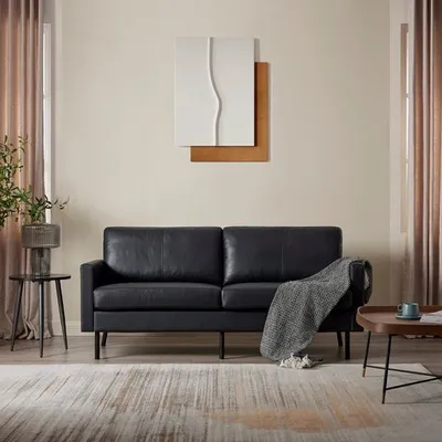 Produktbild von Z-Hom Sofa Z-Hom Leder Sofa Modell 001, 2-Sitzer Sofa, Moderne Couch, R100H25A,Schwarz
