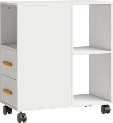 Zdjęcie produktu dla Regulowany stojak na drukarkę z półkami, kółkami, biały 60 x 30 x 65 cm