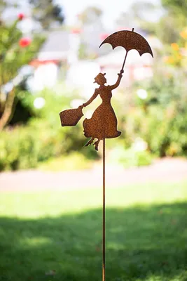 Produktbild von Gartenstecker Mary Poppins Metall Rost Gartendeko Edelrost rostiger Beetstecker 118cm