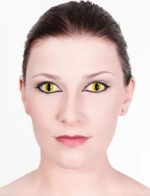 Produktbild von Halloween Kontaktlinsen Katze gelb - Vampir Werwolf