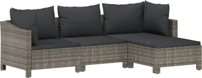 Obrázek produktu pro vidaXL 4dílná zahradní lounge souprava s polštáři Grey Poly Rattan