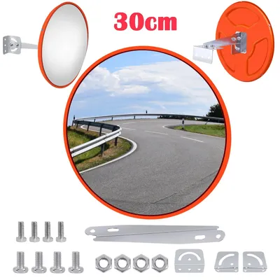 Image de Miroir de surveillance convexe - Miroir de 30 cm - Champ de vision large de 130° - Miroir panoramique pour parking, rue, entrepôt, usine, école, garage
