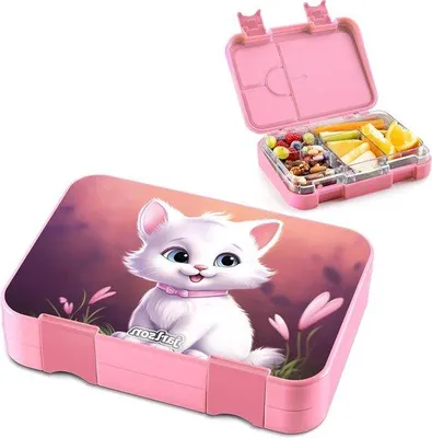 Productafbeelding van Lekdichte lunchtrommelwekker met kattenontwerp - Perfect voor de kinderopvang en schooltijd - Gezonde lunchset voor jongens en meisjes