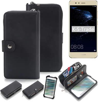 Produktbild von K-S-Trade 2in1 Handyhülle Schutzhülle kompatibel mit Huawei P10 lite Dual-SIM  & Portemonnee Cover Handy Hülle Case Etui Geldbörse Wallet