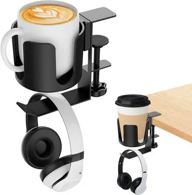 Produktbild von 2-in-1 Tisch- und Kopfhörerhalter - Bürostuhlhalter - Anti-Spill Tischhalter - Desktop - Büro - Tischhalter