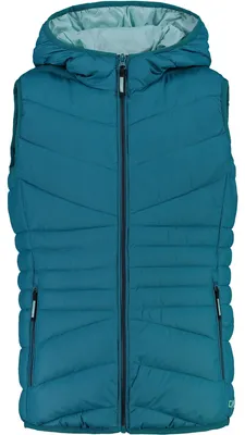 Immagine prodotto di CMP Gilet unisex per bambine, in nylon con cappuccio fisso, colore verde acqua, taglia 104