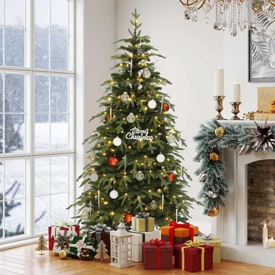 Produktbild von 180cm Weihnachtsbaum mit Überhängenden Zweigen, Tannenbaum Dekobaum, 300 Lichter & 11 Lichtmodi mit Fernbedienung