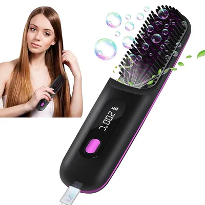Produktbild von Heißluftbürste,Tragbarer Hairstyle mit Negativ Ionen, 3 Temperaturstufen Kabelloser Haarglätter Bürste,35W,Verbrühungsschutz
