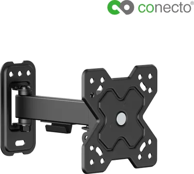 Produktbild von conecto Monitor TV Wandhalterung, neig- und schwenkbare Universalhalterung, max. VESA 100x100 mm, geeignet für 13-32 Zoll Monitore und Fernseher bis 20 kg, schwarz