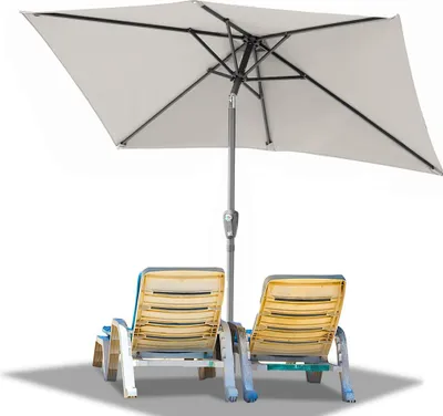 Produktbild von Izrielar Sonnenschirm 140x210cm, Gartenschirm, knickbar, Schirmtuch mit PA-Beschichtung, UV-Schutz bis UPF 50+, ohne Ständer, Beige
