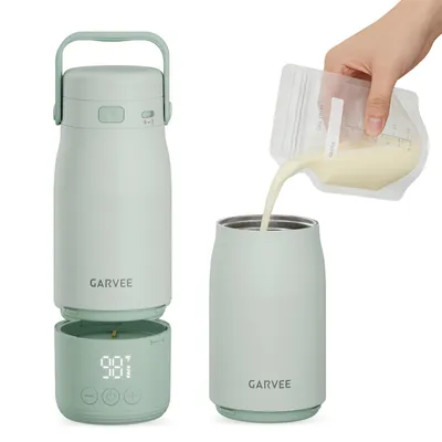 Produktbild von Tragbarer Babyflaschenwärmer 500 ml, Kabellos mit 12800 mAh Akku,±1°C LED Display, USB-C, IPX7, für Muttermilch & unterwegs