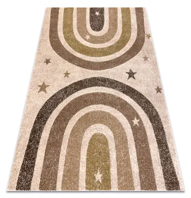 Imagen del producto de Alfombra KIDDO 3854 crema / marrón claro, arcoíris, estrellas para niños, sensorial beige 80x150 cm