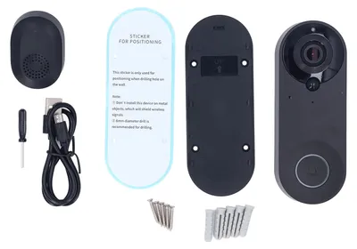 Obrázok produktu pre Video zvonček s kamerou HD 1080p, 2 MP, širokouhlý objektív 150°, infračervené nočné videnie, detekcia pohybu, inteligentné bezdrôtové pripojenie