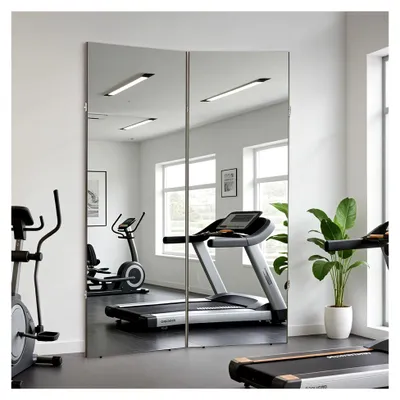 Produktbild von Faltbarer Ganzkörperspiegel 180x120 cm, bruchsicherer 360-Grad Fitnessspiegel aus Sicherheitsglas | Ideal für Homegym, Workout, Yoga und Training | Standspiegel, platzsparend und stabil, Schwarz