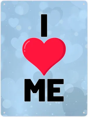 Produktbild von I love me Herz Metallschild XXL in 28x38 cm für Selbstverliebte