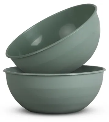 Zdjęcie produktu dla zestaw 2 plastikowych misek Plastikowa miska - nie zawiera BPA - można myć w zmywarce - (Ø25,5 cm / zielony) nietłukący PP - miska na sałatkę miska do mieszania miska