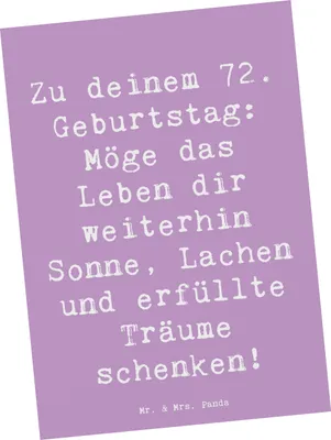 Produktbild von Mr. & Mrs. Panda Ansichtskarte Spruch 72. Geburtstag - Lavendeltraum - Geschenk, Ansichtskarten, Liebe, Dankbarkeit, Postkarten, Happy Birthday, liebevolle Geschenke