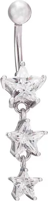 Produktbild von Wunderschöner, auffälliger chirurgischer Bauchnabelring mit Strasssteinen und baumelndem Körperpiercing