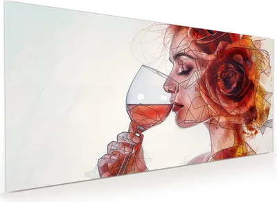Produktbild von Küchenrückwand Spritzschutz Glas mit Motiv Weintrinkende Frau 40 x 40 cm