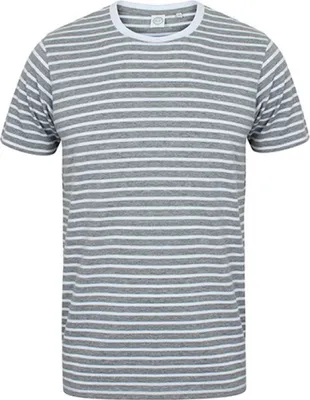 Immagine prodotto di SF Men SF202 | T a righe da uomo / TearAway-Label - Colore: Heather Grey/White - Taglia: XXL