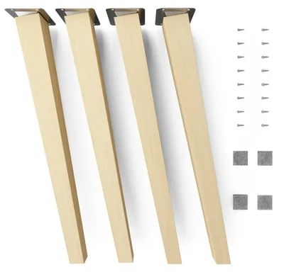 Produktbild von 4x sossai Holzfüße eckig - schräge Ausführung 45cm Buche Naturbelassen